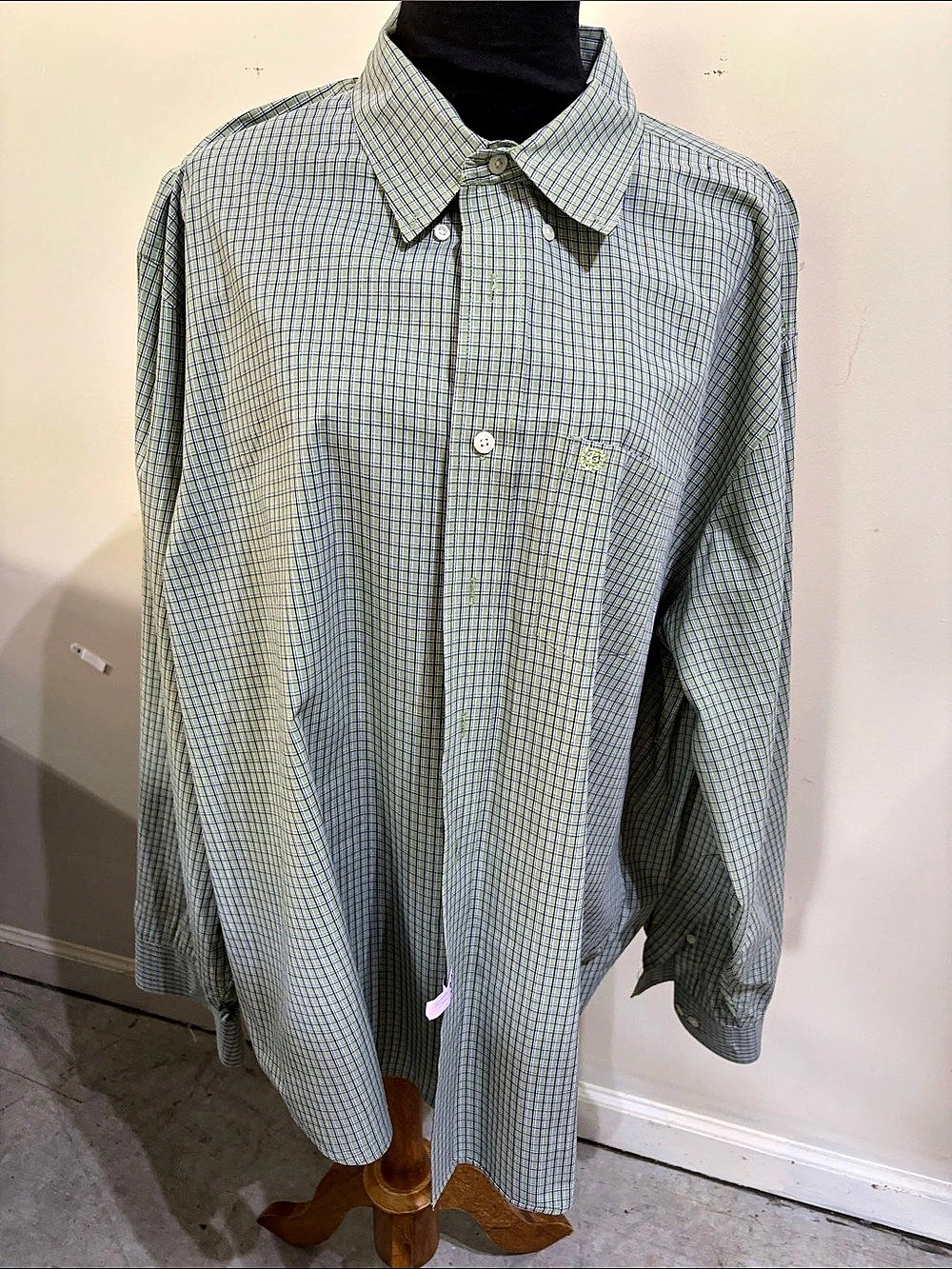 IZOD Plaid Button Down Shirt in Green & Blue 2XL Like New